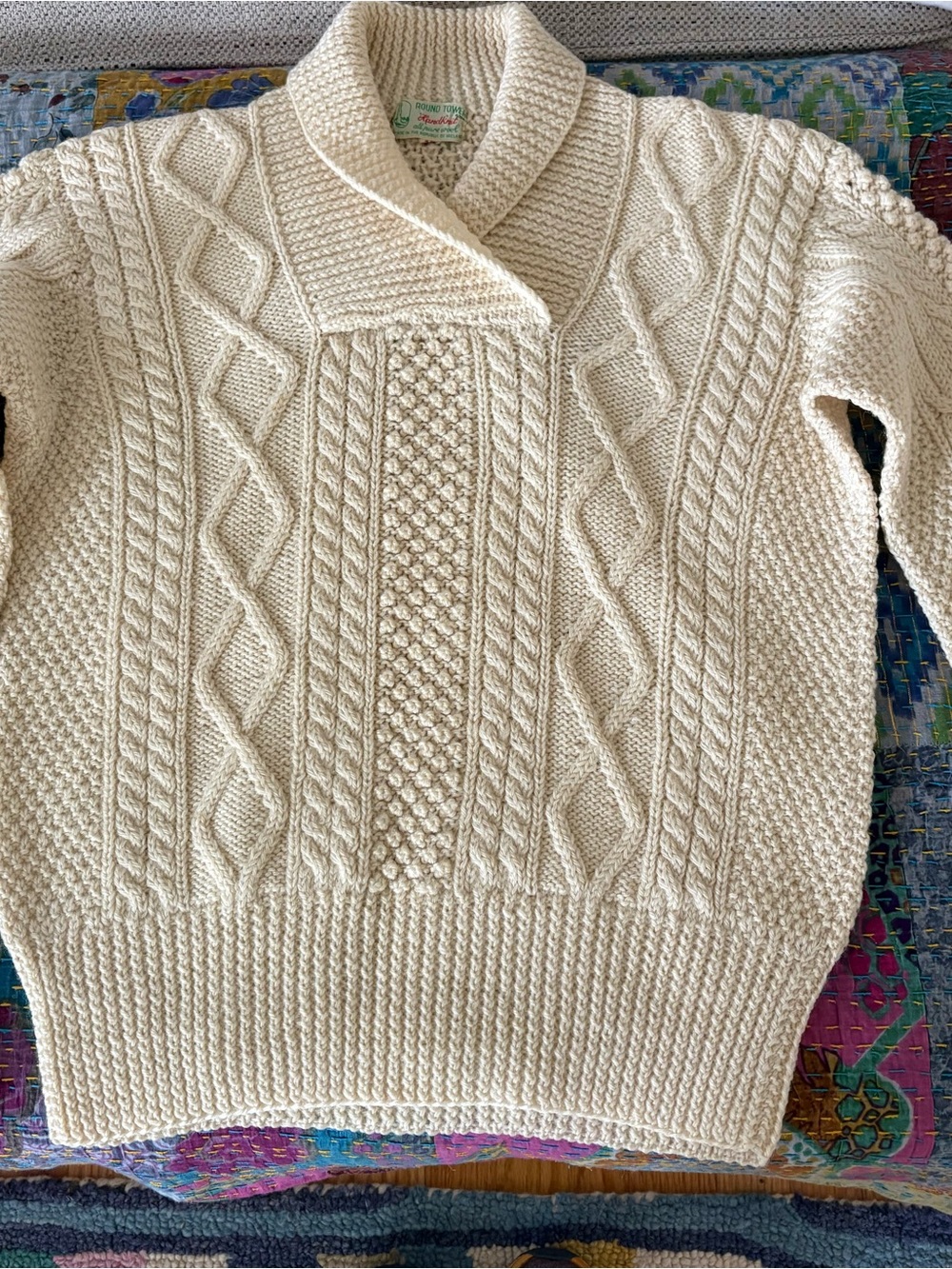 Round Tower Handknit all pure wool Irish Sweater - Cream